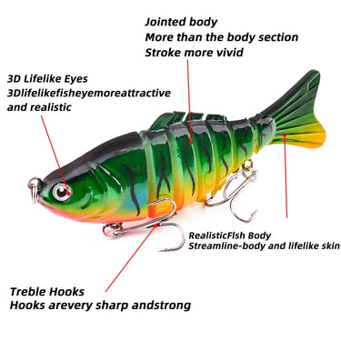 Wobbler Fishing Lure 10cm 16g 3D Eyes 7-Segment Lifelike Fishing Hard Lure Crankbait With 2 Hook Fishing Baits