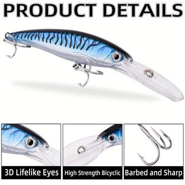 10pcs Wobbler Fishing Lures Set-High Quality Sinking Minnow Bait for Bass, Pike, and Carp Fishing -31g /48.5g/74.5g Artificial Bait with Realistic Movement