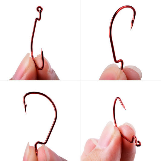 10pc/ Box Fishing Hook Set Carbon Steel Wide Crank Hook Offset for Soft Worm Lure Hooks Tackl