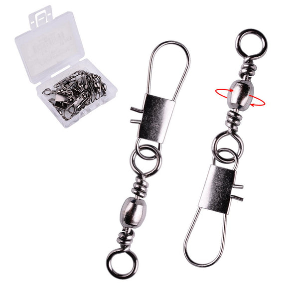 10pc/Box Swivels Stainless Steel Fishing Connector Pin Bearing Rolling Swivel Fishing Hook Lure Connectors Pesca Tackle