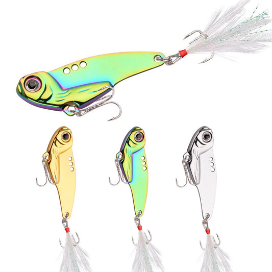 Metal VIB Fishing Lure 5g 7g 12g 18g Fishing Tackle Feather Hook Crankbait Vibration Spinner Sinking Pesca Bait Ascesorios